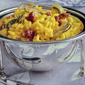 RISOTTO GIALLO CON CARCIOFI E SALSICCIA - GR 2552 - 4125
