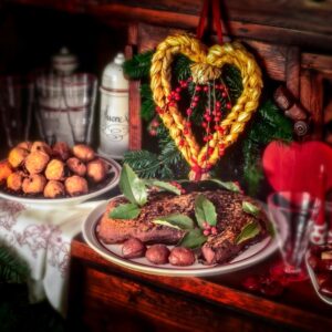 FRITTELLE DI CASTAGNE, TRONCO DI NATALE, VASSOIO DI FRUTTA SECCA - GI 523790 - 3086