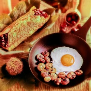 UOVO ALL'OCCHIO CON CASTAGNE, OMELETTE ALLE CASTAGNE