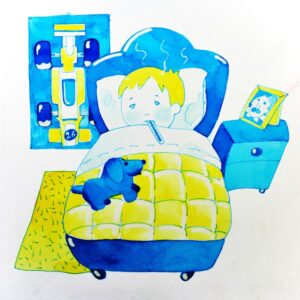 BAMBINO A LETTO CON LA FEBBRE