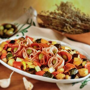 CONTORNO MEDITERRANEO CON ROSE DI PROSCIUTTO - S42950 - 8246
