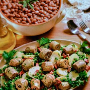 CUORI DI CARCIOFO ALLE PATATE FAGIOLI BORLOTTI AL VINO ROSSO - S 182840