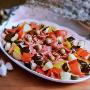 CONTORNO MEDITERRANEO CON ROSE DI PROSCIUTTO - S 42950 - 9631