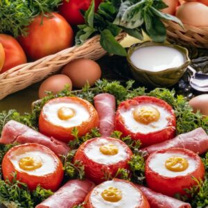 ANTIPASTO DI POMODORI UOVA E PROSCIUTTO COTTO - GI43780
