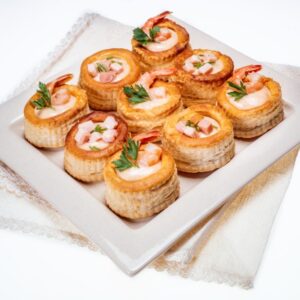 VOL AU VENT CON GAMBERI E PANCETTA