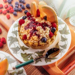 S 55940 SORBETTO VARIEGATO DI MELONE CON FRUTTA