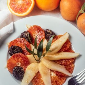 DESSERT DI PERE E ARANCE AL BRANDY