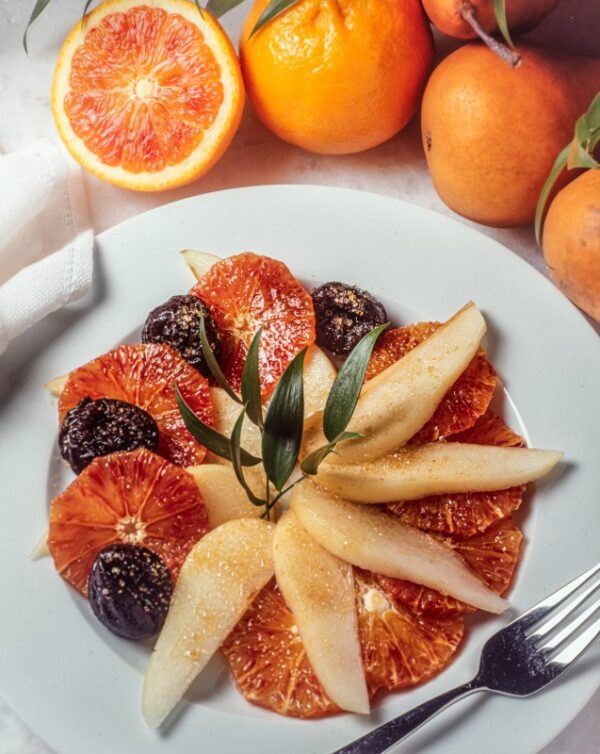 DESSERT DI PERE E ARANCE AL BRANDY