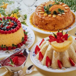 TERRINA DI RISO ALL'IMPERATRICE -  SOFFIATO DI RISO CON FRUTTI DI BOSCO - BUDINO DI RISO E MANDORLE - S47910 - 4993