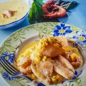 SANPIETRO CON SALSA AI PEPERONI GIALLI E GAMBERI - 6285