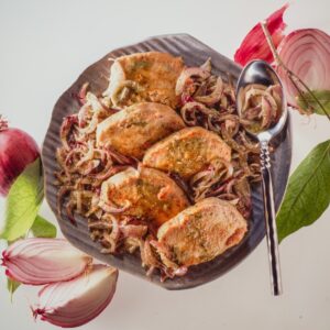 POLPETTONE CON CIPOLLE ROSSE E PESTO - 6480