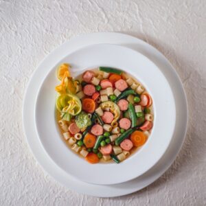 MINESTRA CON FIORI  DI ZUCCA E WURSTEL - 6901