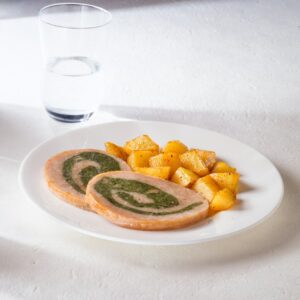 POLPETTONE DI CARNE DI MAIALE CON PROSCIUTTO COTTO E SPINACI - 6912