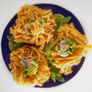 CUSCINI DI SPAGHETTI CON CHAMPIGNONS E PISELLI - 7113