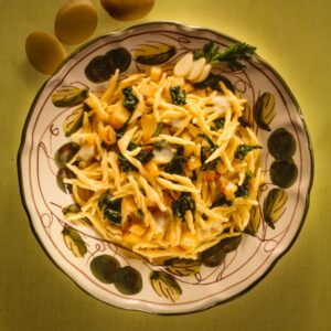 TROFIE CON CIMEDI RAPA, PATATE E SCAMORZA AFFUMICATA