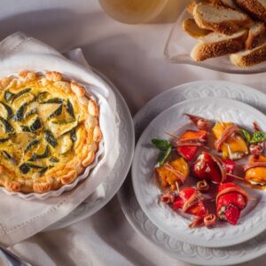 QUICHE CON ZUCCHINE, INVOLTINI DI PEPERONI
