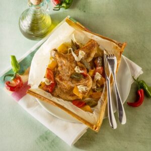 COTOLETTA DI MAIALE AL CARTOCCIO CON PEPERONI E FORMAGGIO - 8020