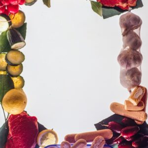 CORNICE, DECORAZIONE, DECOR, RETTANGOLO, BISCOTTI, ORTAGGI, FRUTTA, CARNE - 8734
