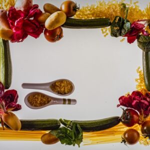 CORNICE, DECORAZIONE, DECOR, RETTANGOLO, PASTA, RADICCHIO, ZUCCHINE - 8764