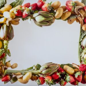 CORNICE, DECORAZIONE, DECOR, RETTANGOLO, CARCIOFI, PATATE, FUNGHI, FRAGOLE - 8766