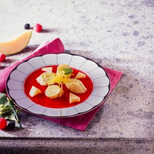 CREPES CON MELONE BIANCO E LIMONE E SALSA DI LAMPONI - 9388