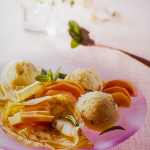 CREPES CON PAPAYA E SORBETTO ALLA MENTA - 9454