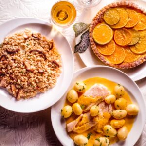 RISOTTO AI PORCINI, CROSTATA DI AGRUMI, FILETTO DI BRANZINO ALLA SENAPE - 9487