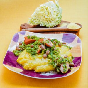 POLENTA CON VERZA FAGIOLI CIPOLLE E WURSTEL - 9564