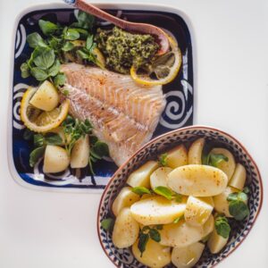 FILETTO DI MERLUZZO AL CON SALSA AL CRESCIONE E PATATE - 9635