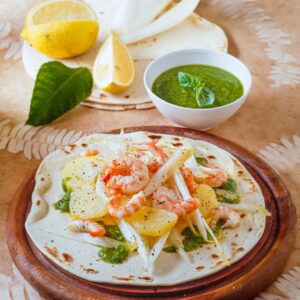 PIADINA CON INSALATA DI RADICCHIO PESTO E GAMBERI - 9674