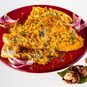 PESCE SPADA CON CIPOLLE RAPE  BASILICO NOCI E ZAFFERANO - 9778