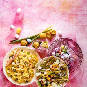 REGINETTE CON TONNO ZAFFERANO FAVE, INSALATA CON UOVA DI QUAGLIA TACCOLE E PORRI - 9823