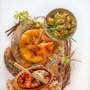 TARTE TATIN E TERRINA DI SALMONE E ZUCCHINE E FIORI DI ZUCCA ALLO CHEVRE - 9821