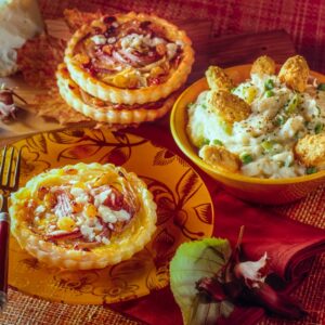 PURÈ CON PISELLI E SFOGLIE AL CASTELMAGNO E CIPOLLE - 9846