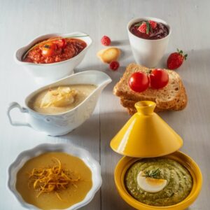 MENÙ SALSE, SALSA AGLI AGRUMI, SALSA AI FRUTTI DI BOSCO, SALSA ALLE CIPOLLE, SALSA DI POMODORO - 4022