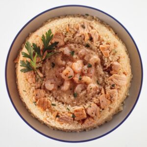 ANELLO DI RISO AL SALMONE CON SALSA AI GAMBERI