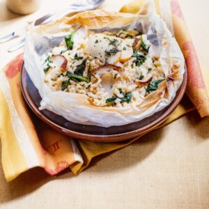 RISOTTO AL CARTOCCIO CON CIME DI RAPA SCAMORZA E FUNGHI PORCINI - 4162