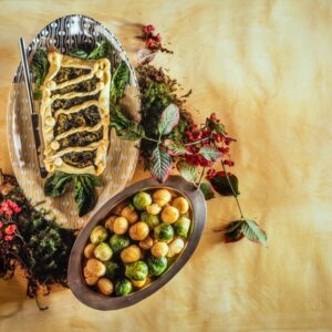 CASTAGNE E CAVOLINI DI BRUXELLES E QUICHE AGLI SPINACI - 4328