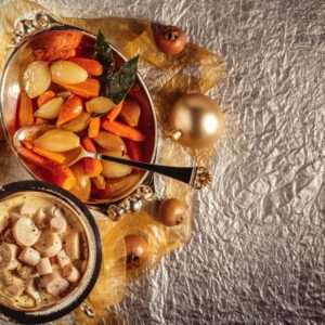 ANTIPASTO CONTORNO SCALOGNI E CAROTE IN AGRODOLCE PALMITO ALLO YOGURT