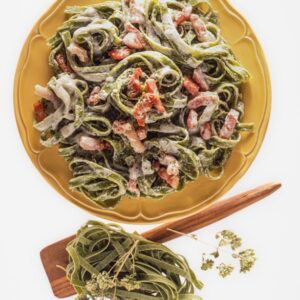 TAGLIATELLE AGLI SPINACI CON PANCETTA CAPRINI E ORIGANO - 6149