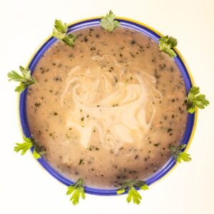 VELLUTATA DI CHAMPIGNONS UOVA E  POLPA DI GARNCHIO