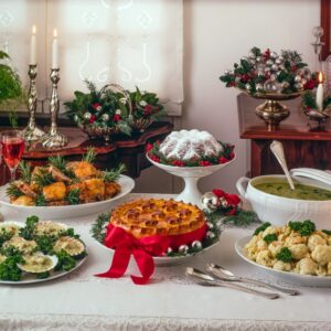 Crema verde, cavolfiore fantasia, budino ai cachi, pizza di ricotta, tacchina ripiena, conchiglie al limone - S 213840 - 7375