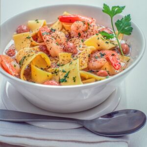 PASTA E FAGIOLI CON GAMBERI E PORRI - S2504134