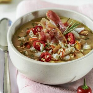 POTAGE DI CECI ALLA POLPA DI GRANCHIO, ARACHIDI, ROSMARINO, BACON E PEPERONCINO - 2643