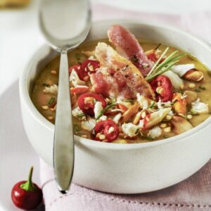 POTAGE DI CECI ALLA POLPA DI GRANCHIO, ARACHIDI, ROSMARINO, BACON E PEPERONCINO - 2642