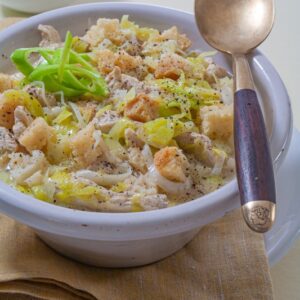 ZUPPA SENAPATA DI PORRI AL PETTO DI FARAONA - 3339