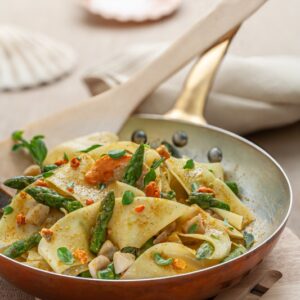 PAPPARDELLE ALLE CAPESATE, ASPARAGI, CURRY E MAGGIORANA - 4646