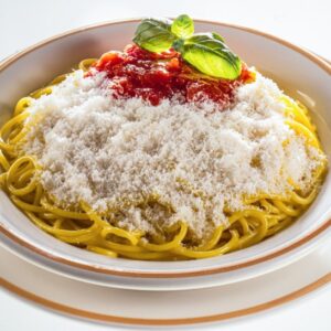 SPAGHETTI AL POMODORO E BASILICO CON ABBONDANTE FORMAGGIO - S4301 - 8322