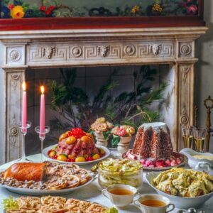 PATÉ DI PROSCIUTTO IN CROSTA, INSALATA DI INDIVIA E NOCI, POLLO ALLA CREMA D'ORO, TUTTI FRUTTI DI RISO DOLCE, CANAPÈ DI GRANCHIO ALLA CREMA - S292780 - 8348