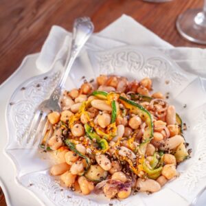 CANNELLINI ZUCCHINE CECI FIORI DI ZUCCA SALTATI CON CORIANDOLO E PEPE – 3977